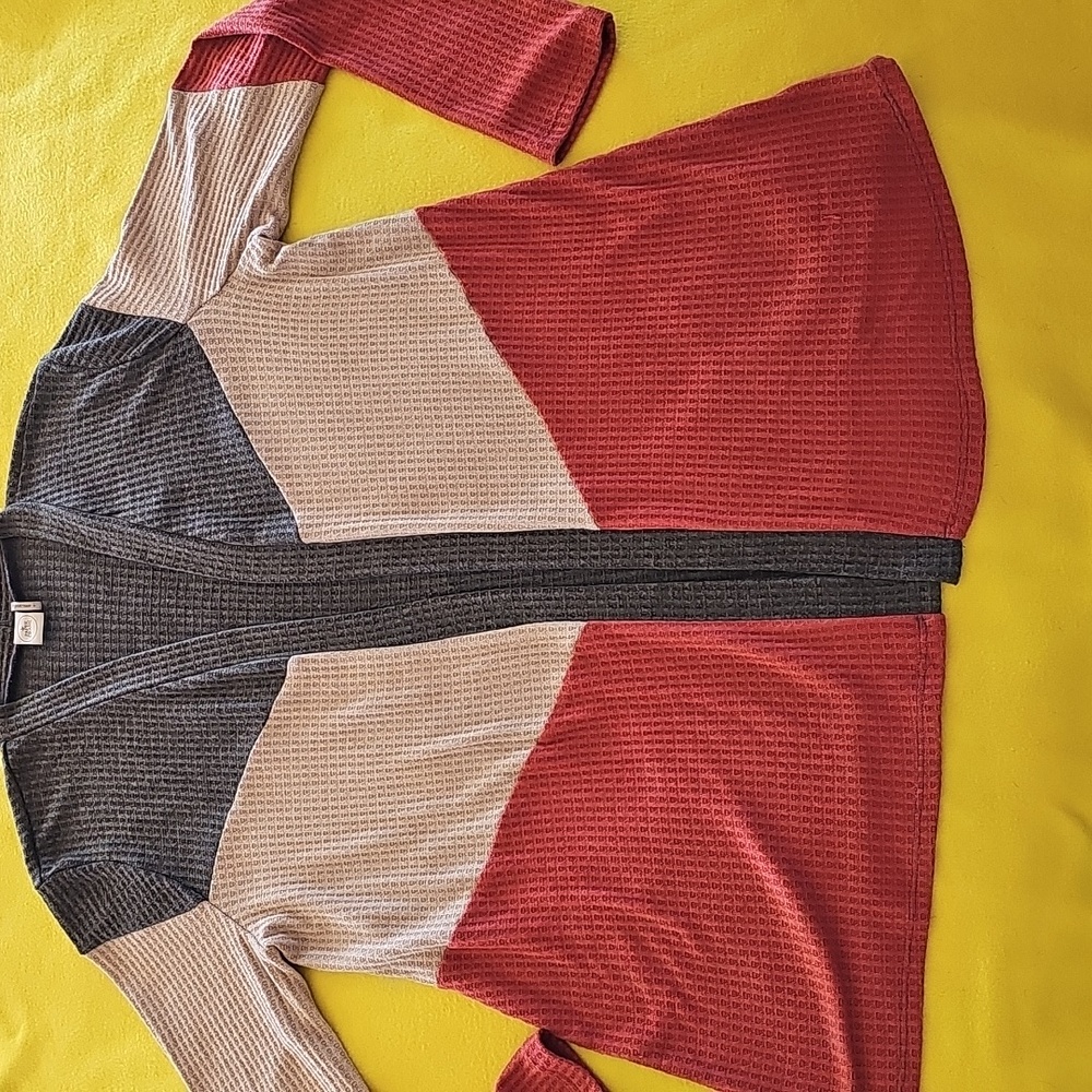 Cardigan Textured Knit Color Blocked Size Med By Paper Crane